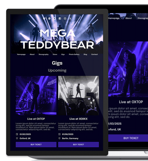 Noiseyard musician website example.