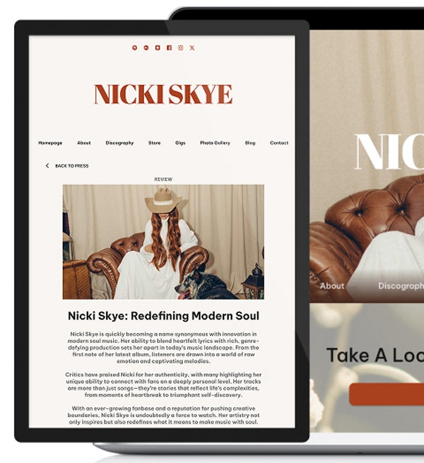 Noiseyard musician website example.