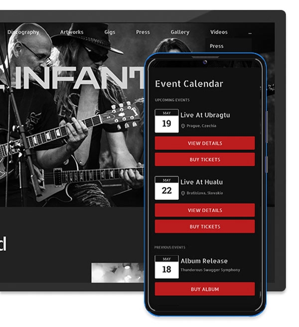 Noiseyard musician website example.