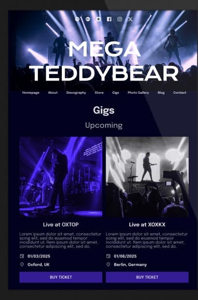 Noiseyard website builder for musicians, banner: Noiseyard musician website example.