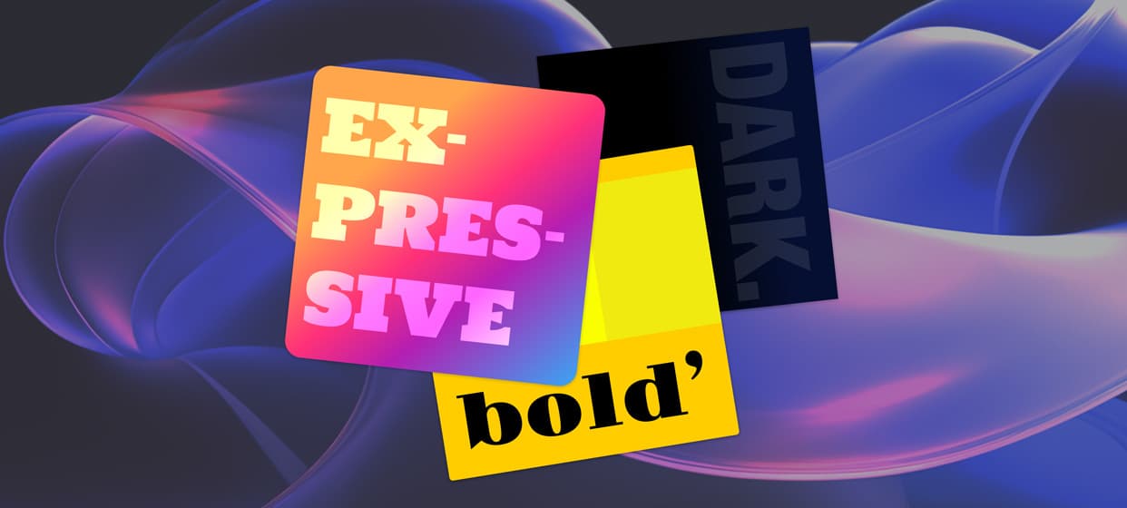 Noiseyard website builder for musicians, blog post: a colorful background with the words'expressive bold'