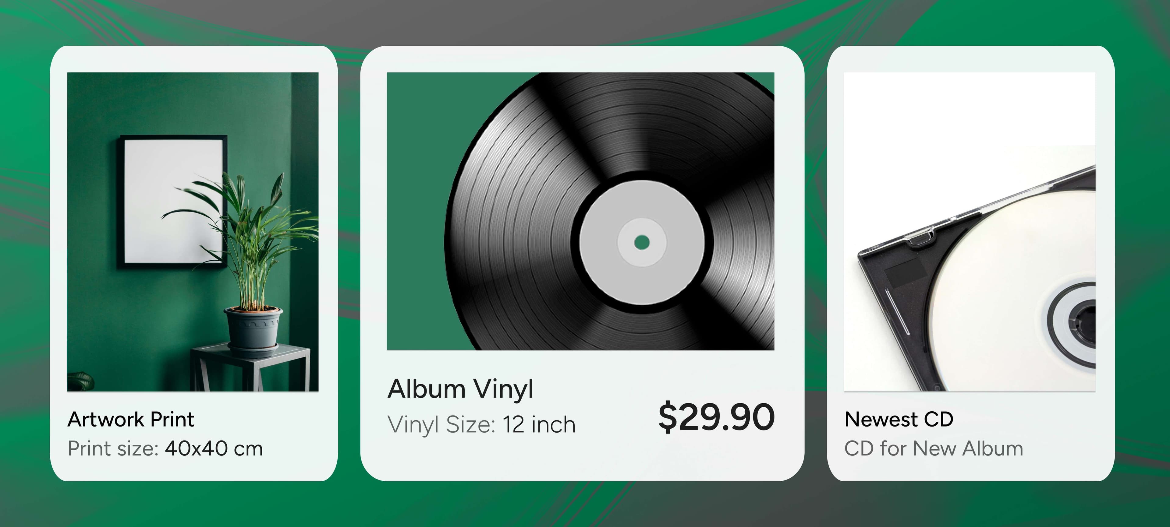 Noiseyard website builder for musicians, blog post: a green background with a picture of a cd and a plant