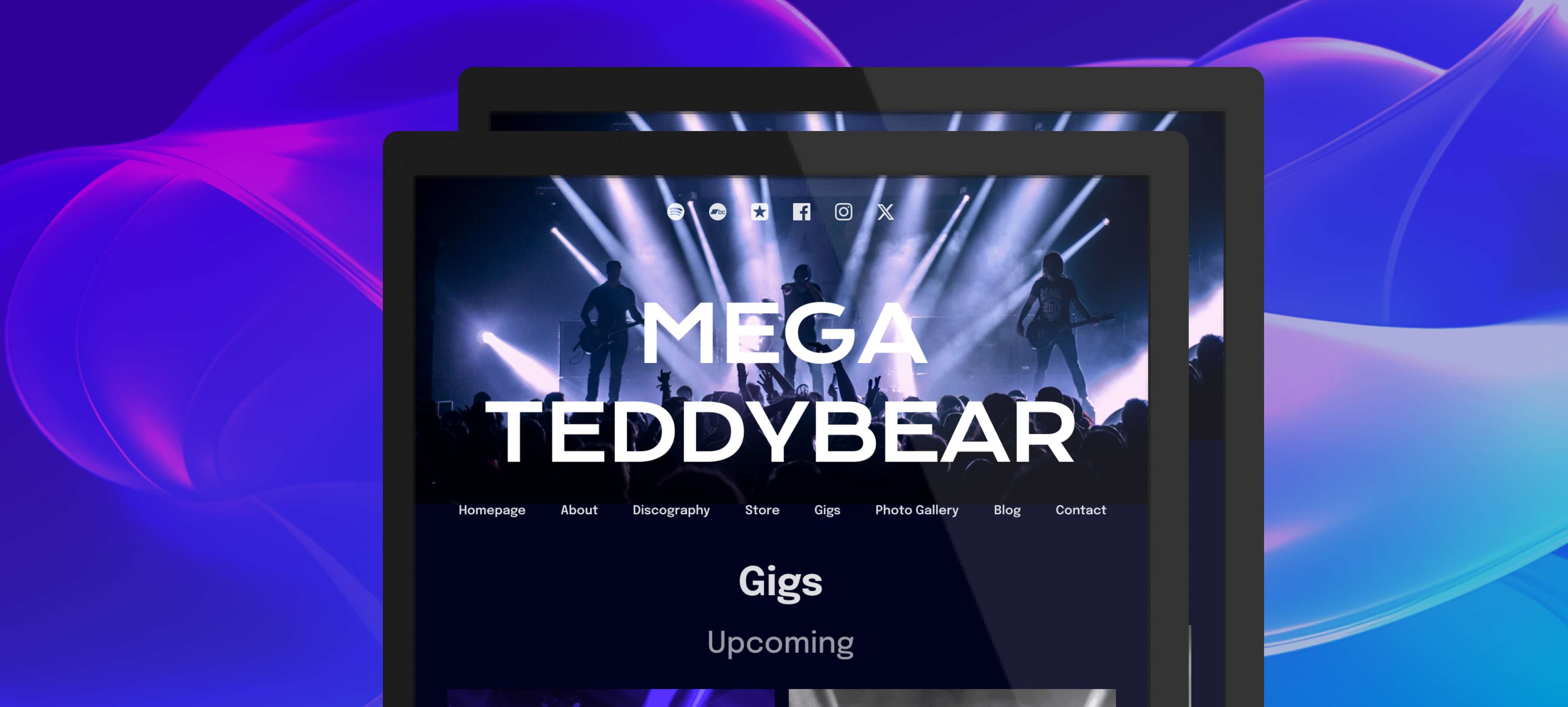 Noiseyard website builder for musicians, blog post: mega teddy bear - screenshot thumbnail