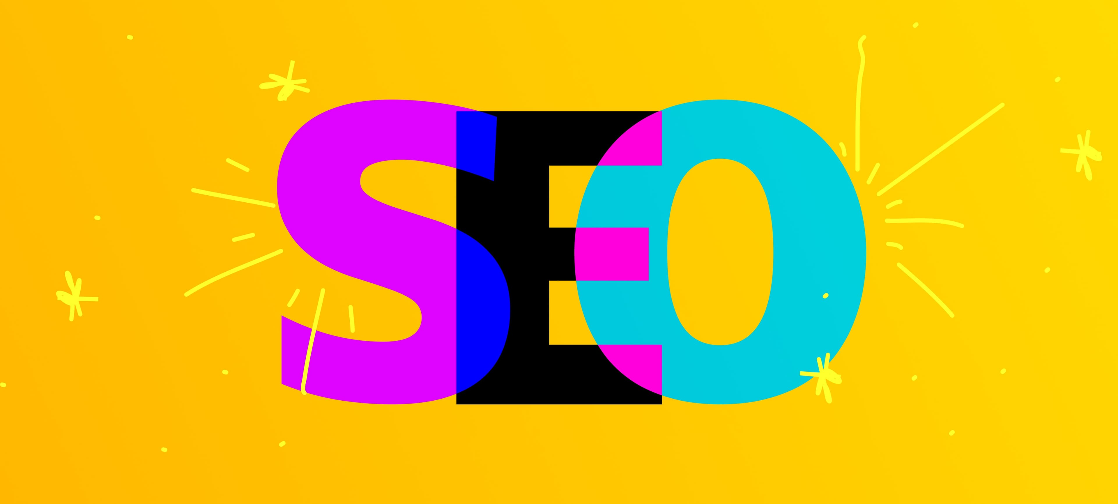 Noiseyard website builder for musicians, blog post: the word seo on a yellow background